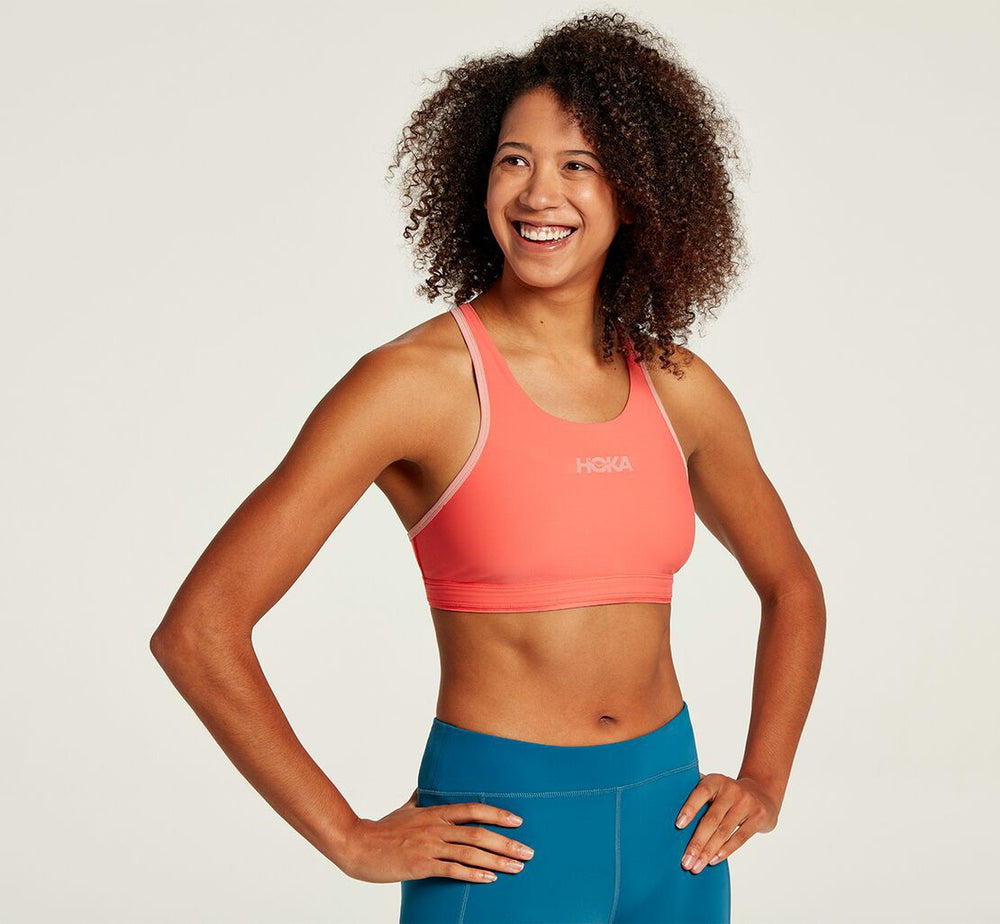 Women's Performance Sports Bra - Hot Coral / Rosette
