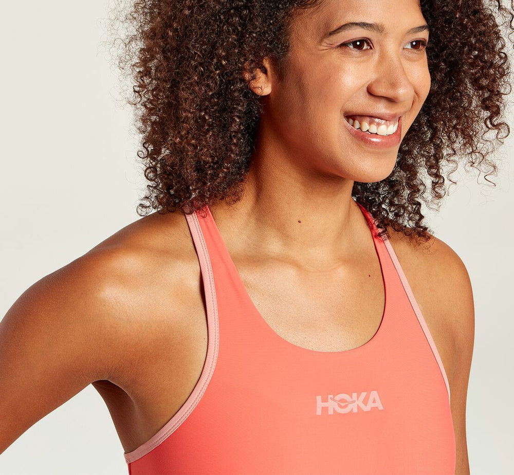 Women's Performance Sports Bra - Hot Coral / Rosette
