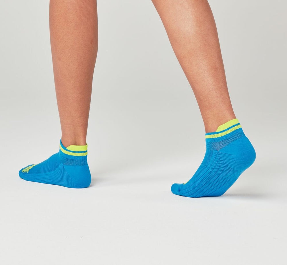 All Gender Performance No-Show Sock - Diva Blue / Citrus