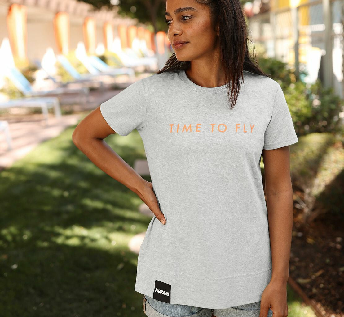 Women's Brand Tee - Heather Grey / Cantaloupe