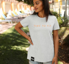 Women's Brand Tee - Heather Grey / Cantaloupe