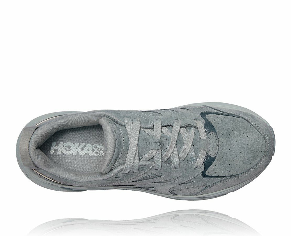 All Gender Clifton L Suede - Grey Mist / Misty Blue